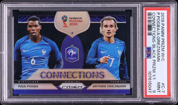 2018 Panini Prizm World Cup Connections Black Paul Pogba Antoine Griezmann 1/1 #C-7 PSA 9 MINT