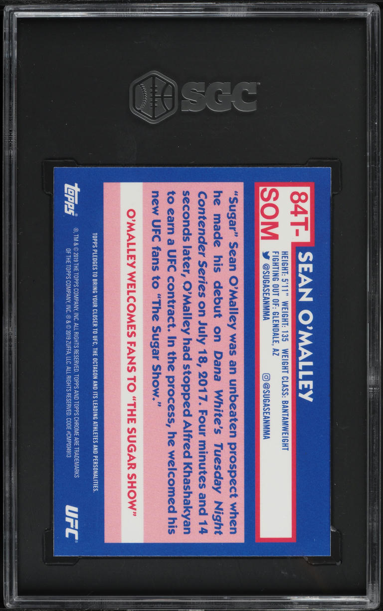 2019 Topps Chrome UFC '84 Sean O' Malley #84T-SOM SGC 9.5 MINT+