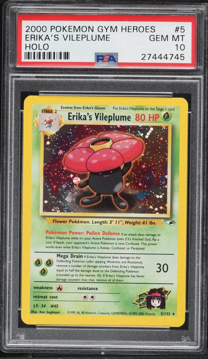 2000 Pokemon Gym Heroes Holo Erika's Vileplume #5 PSA 10 GEM MINT