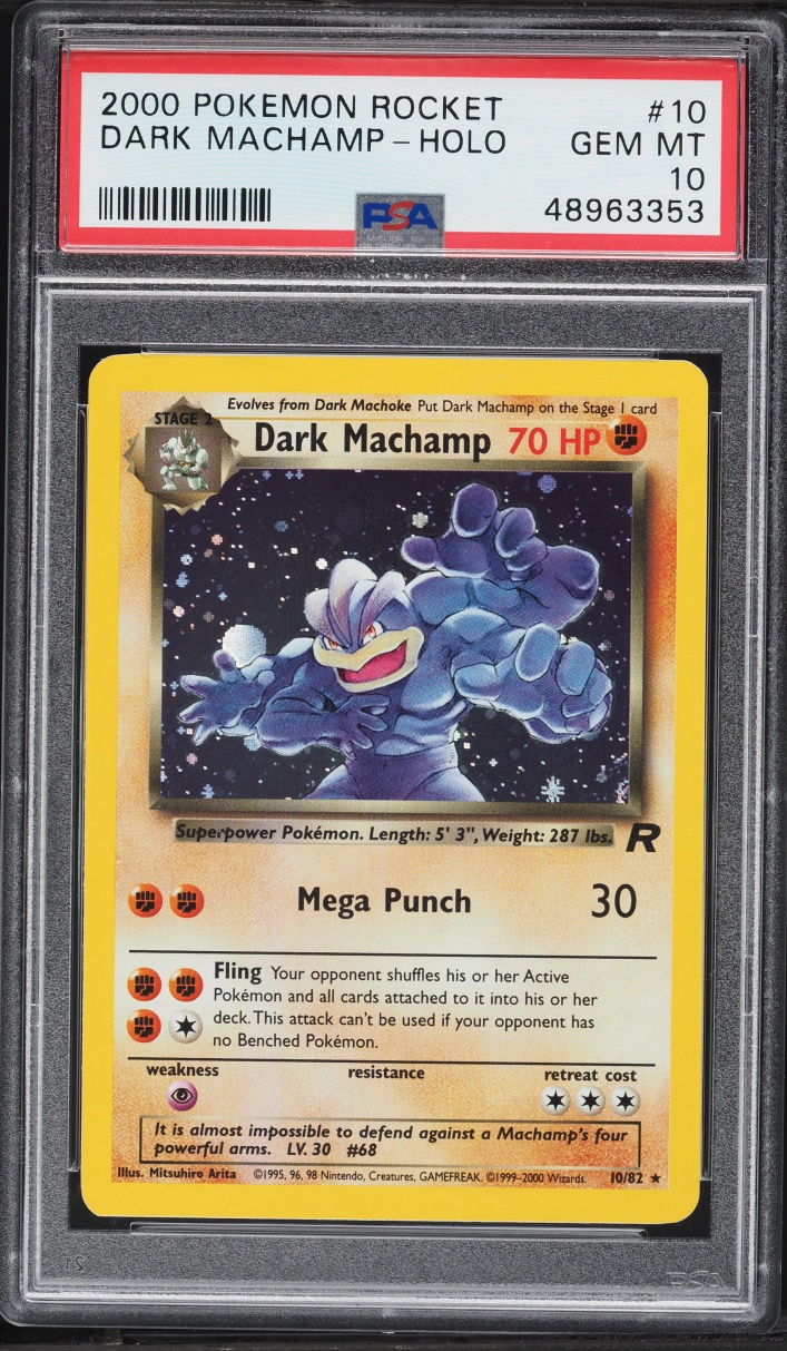 2000 Pokemon Team Rocket Holo Dark Machamp #10 PSA 10 GEM MINT
