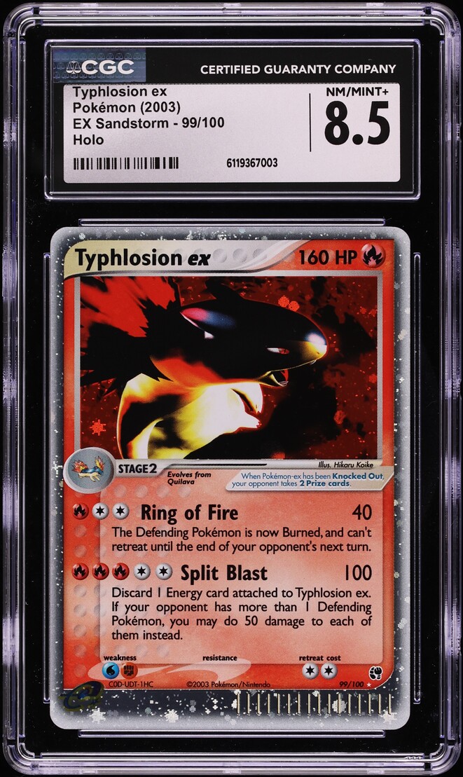 2003 Pokemon EX Sandstorm Holo Typhlosion ex #99 CGC 8.5 NM-MT+