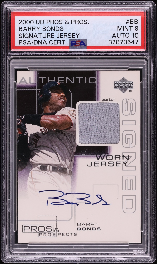 2000 UD Pros & Prospects Barry Bonds PATCH AUTO DNA 10 #BB PSA 9 MINT