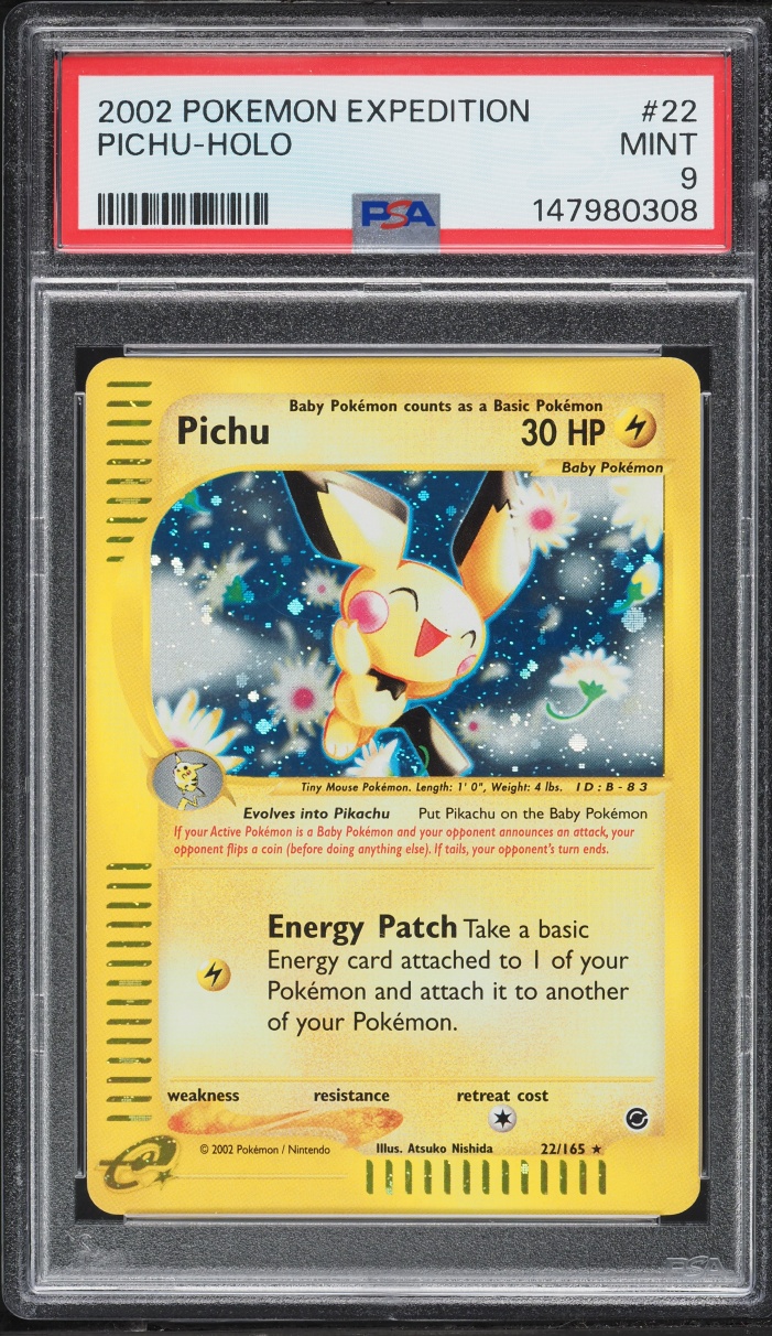2002 Pokemon Expedition Holo Pichu #22 PSA 9 MINT
