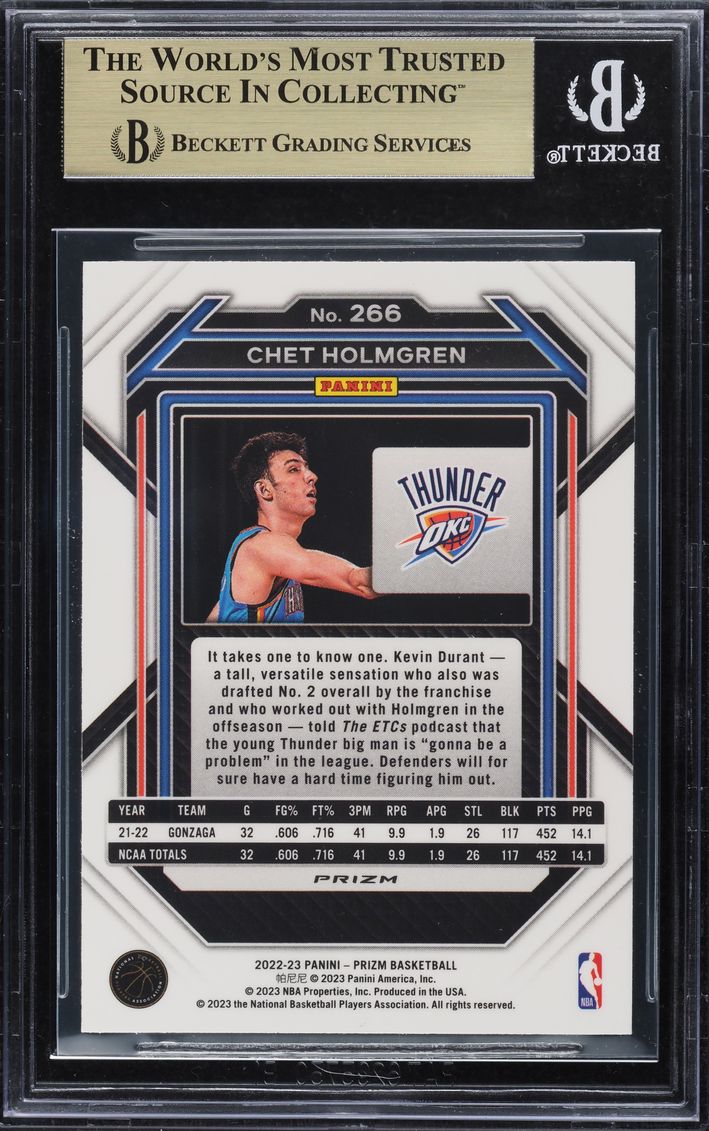 2022 Panini Prizm Silver Chet Holmgren ROOKIE #266 BGS 9.5 GEM MINT