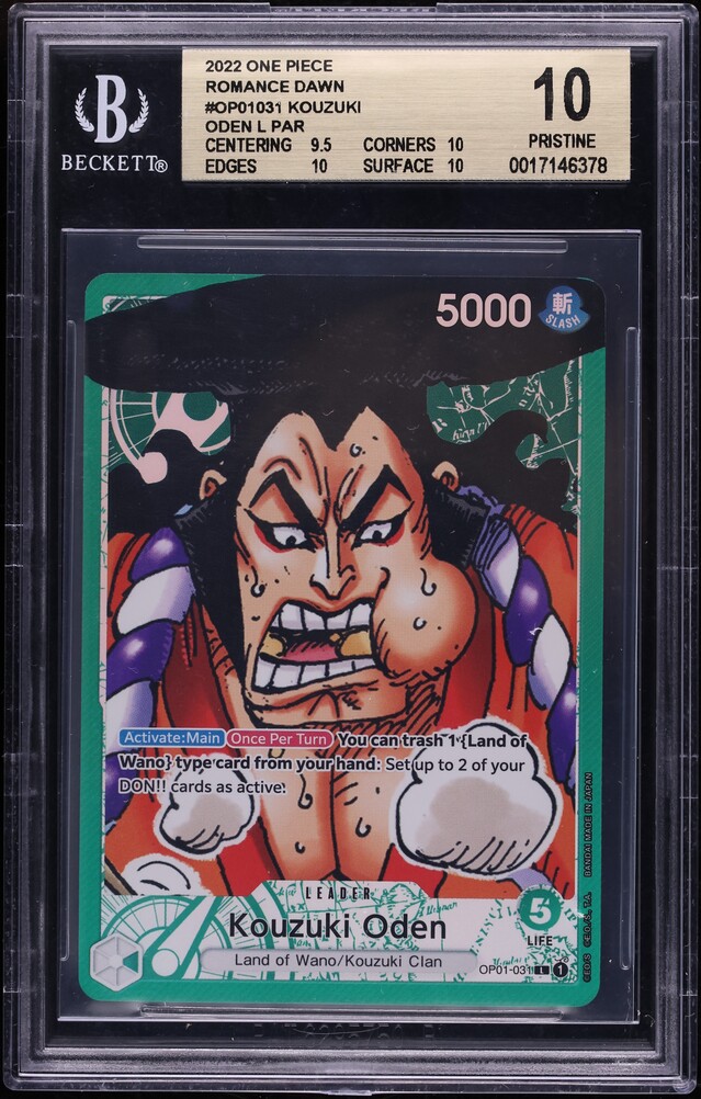 2022 One Piece Romance Dawn Alt Art Kouzuki Oden #OP01031 BGS 10 PRISTINE