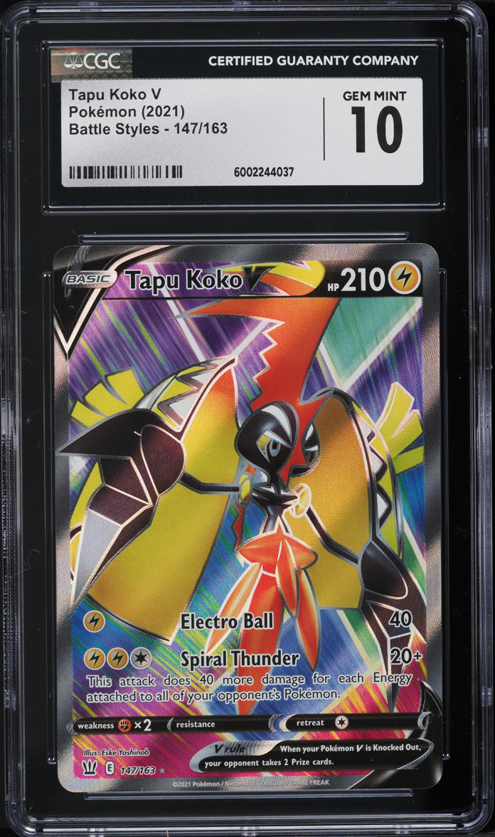2021 Pokemon Sword & Shield Battle Styles Tapu Koko V #147 CGC 10 GEM MINT