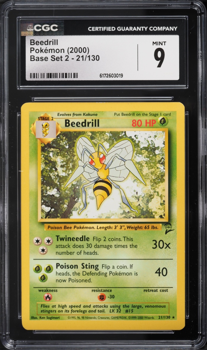 2000 Pokemon Base Set 2 Beedrill #21 CGC 9 MINT
