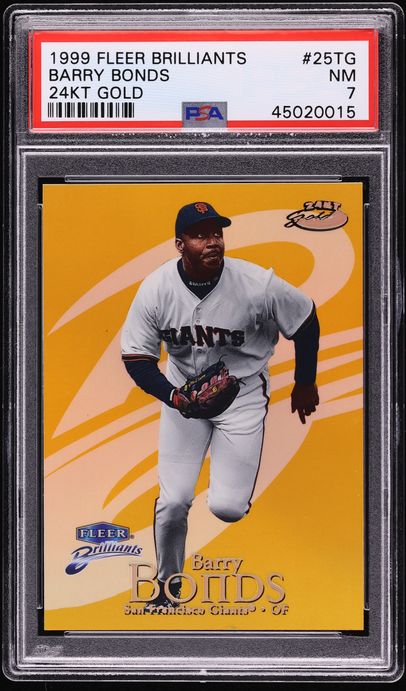 1999 Fleer Brilliants 24KT Gold Barry Bonds 24/24 #25TG PSA 7 NRMT - Photo 1