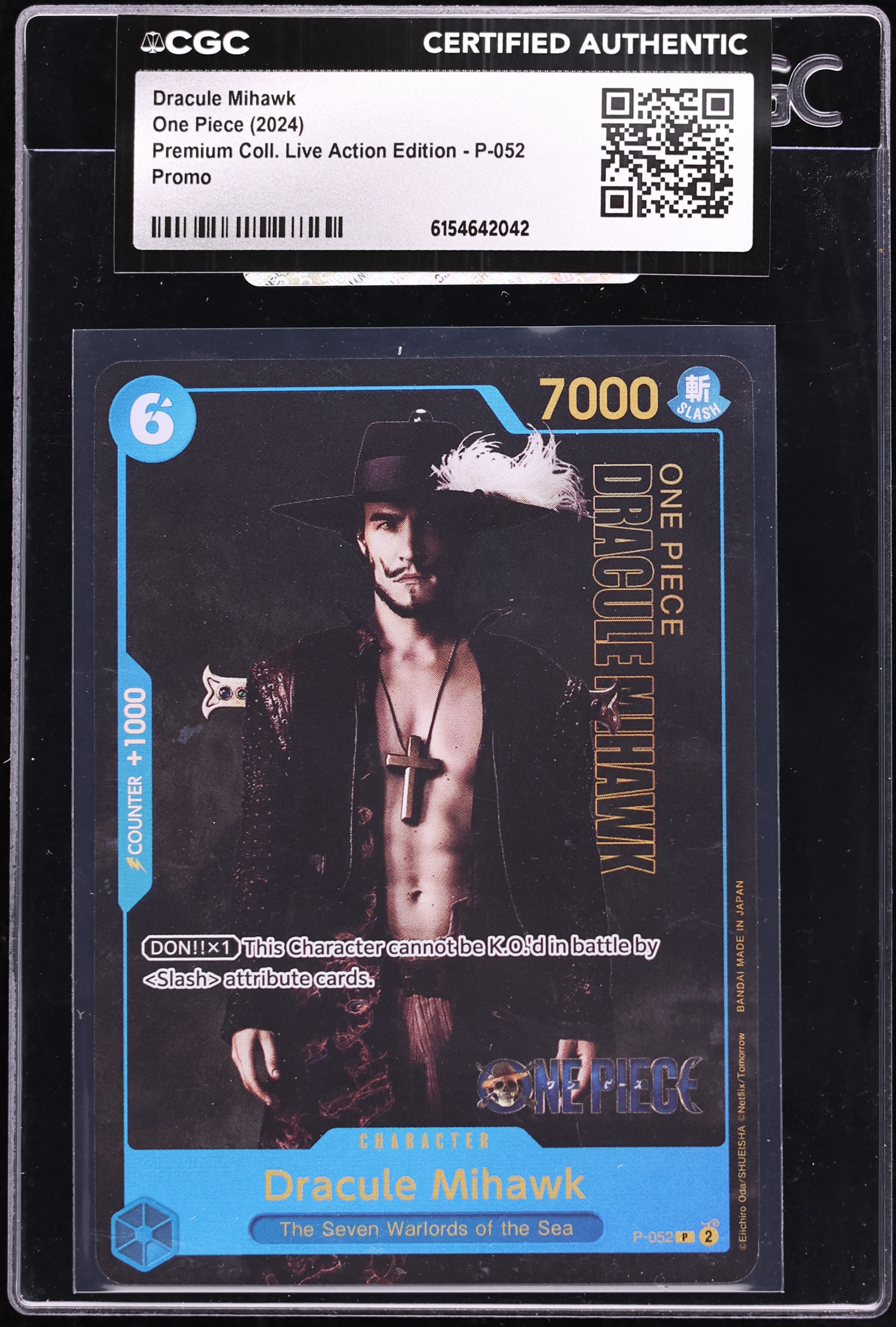 2024 One Piece Promo Premium Collection Live Action Edition Dracule Mihawk #P-052 CGC AUTH