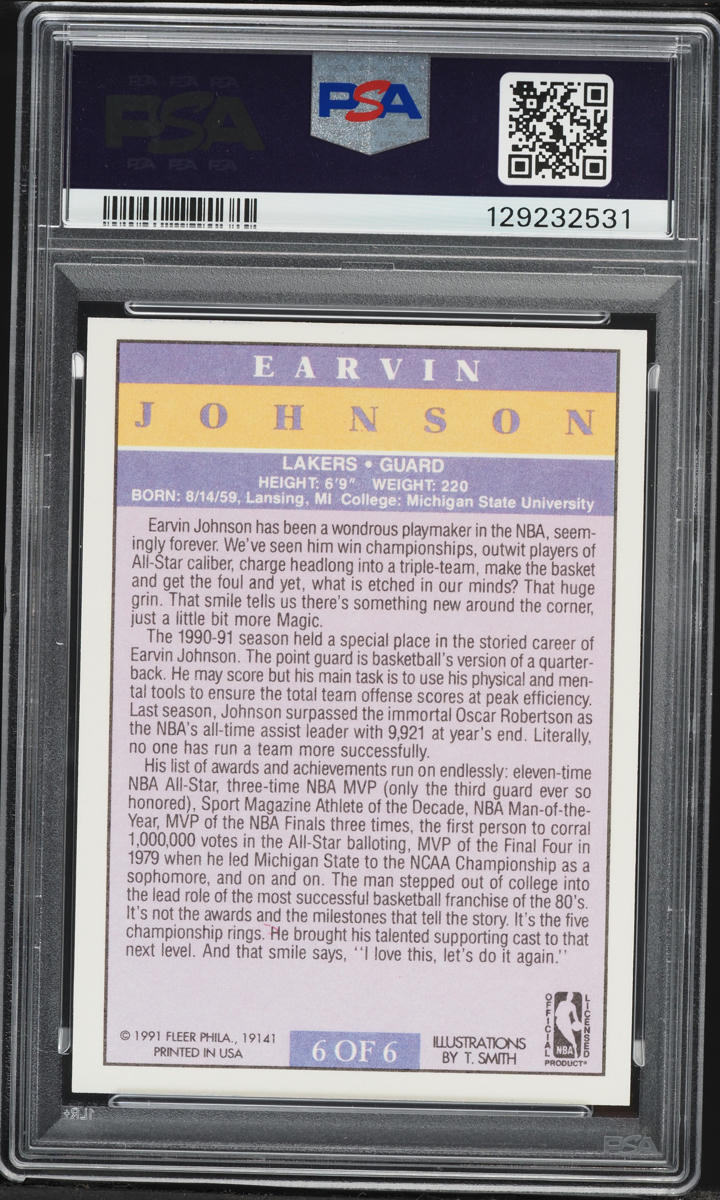 1991 Fleer Basketball Pro-Visions Magic Johnson #6 PSA 9 MINT