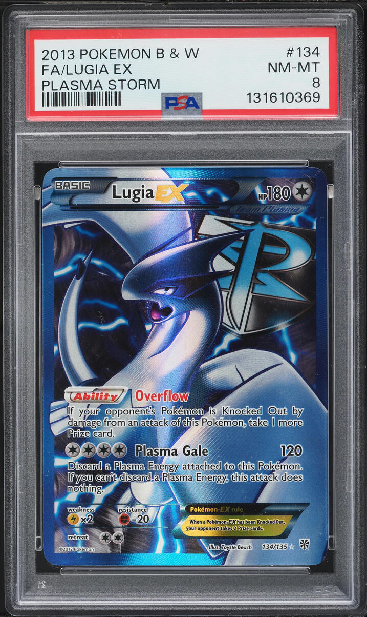 2012 Pokemon Black & White Plasma Storm Full Art Lugia EX #134 PSA 8 NM-MT