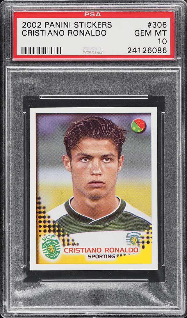 2002 Panini Futebol Portugal Stickers Cristiano Ronaldo ROOKIE #306 PSA 10