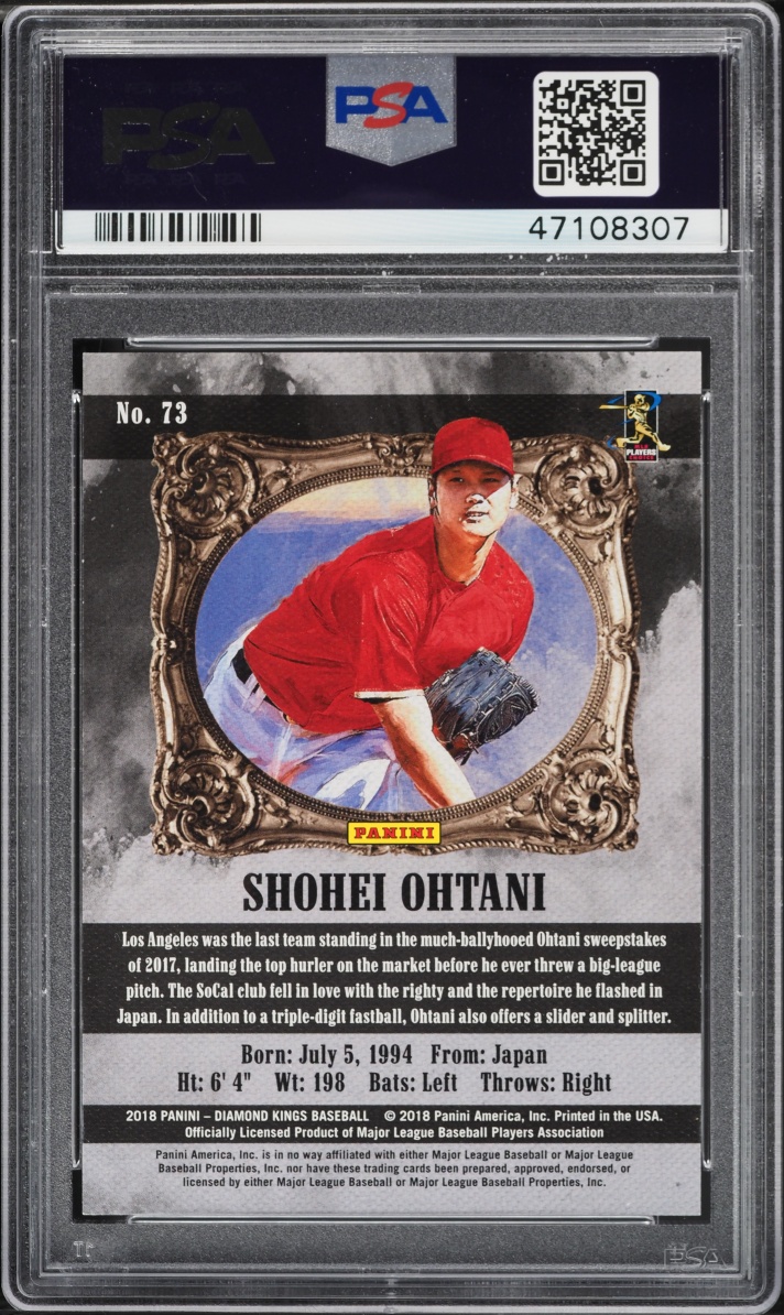 2018 Panini Diamond Kings Name In Japanese Proof Blue Shohei Ohtani ROOKIE /25 #73 PSA 10 GEM