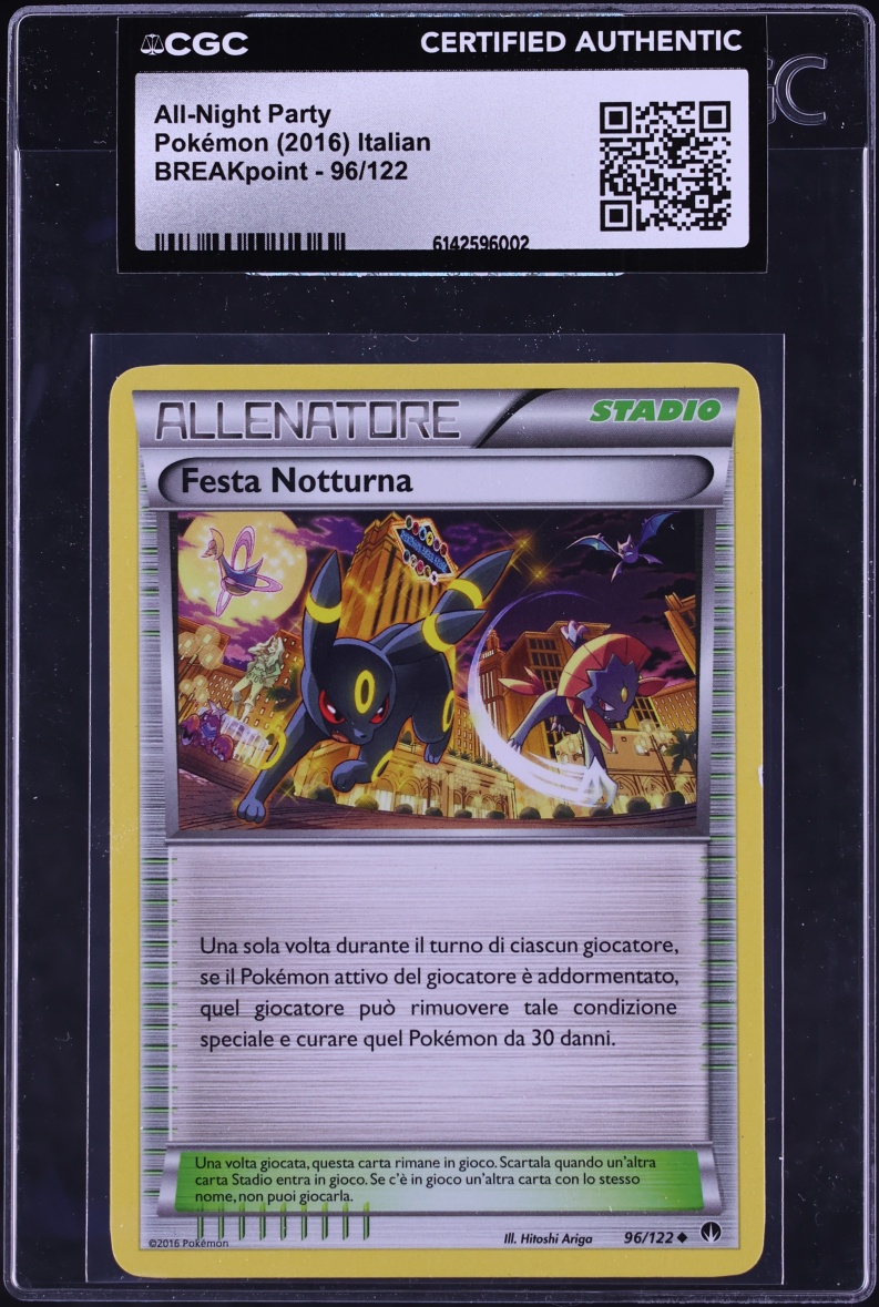 2016 Pokemon Italian XY BREAKpoint Holo All-Night Party #96 CGC AUTH