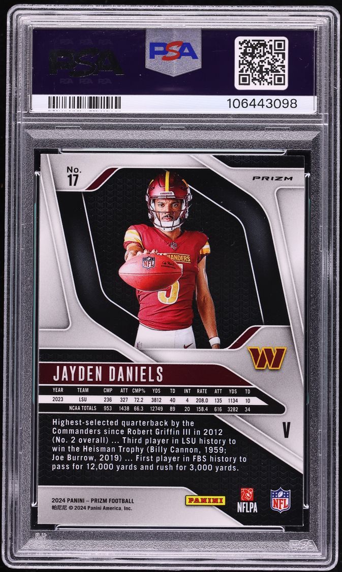 2024 Panini Prizm Variation Jayden Daniels ROOKIE #17 PSA 10 GEM MINT