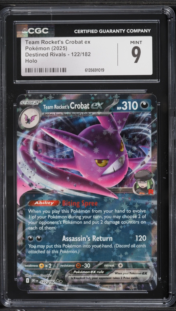 2025 Pokemon Scarlet & Violet Destined Rivals Holo Team Rocket's Crobat ex #122 CGC 9 MINT