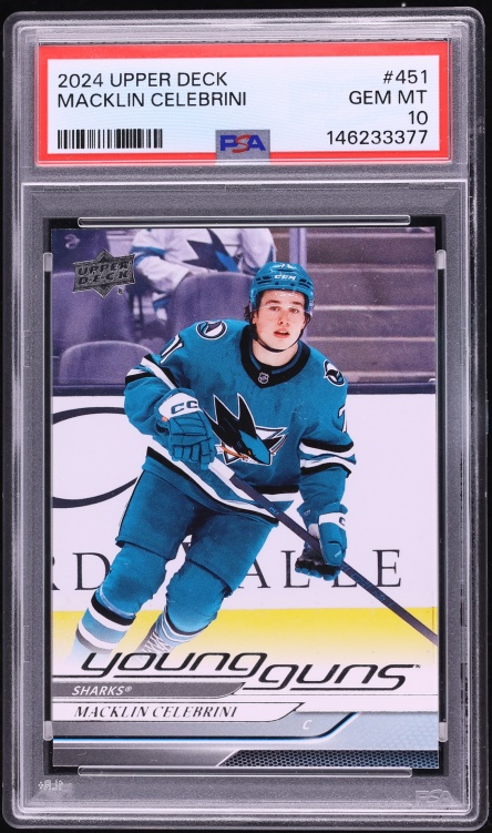 2024 Upper Deck Young Guns Macklin Celebrini ROOKIE #451 PSA 10 GEM MINT - Photo 1