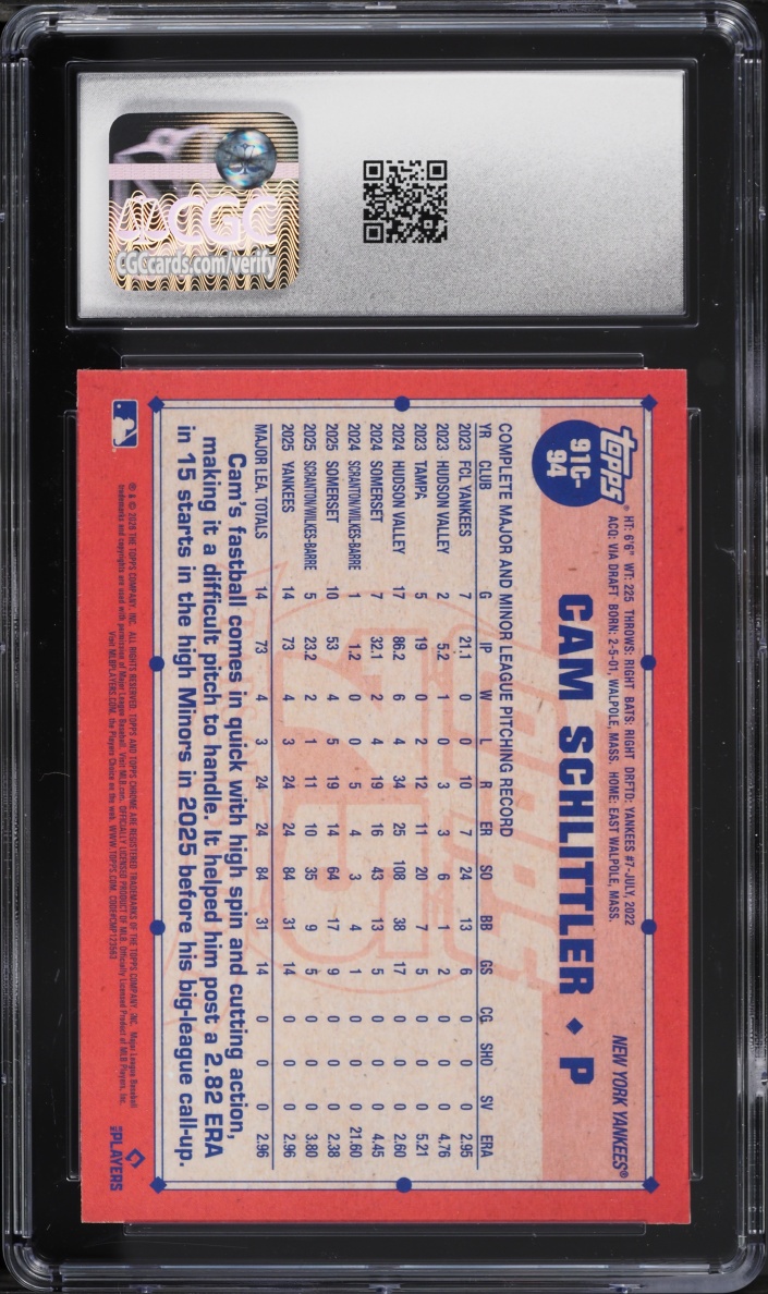 2026 Topps Chrome '91 Silver Pack Cam Schlittler ROOKIE #91C-94 CGC 10 GEM MINT