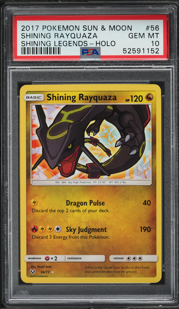 2017 Pokemon Sun & Moon Shining Legends Holo Shining Rayquaza #56 PSA 10 GEM