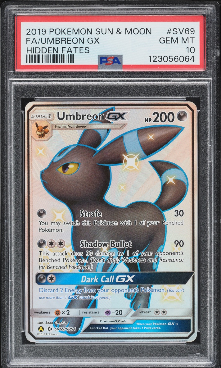 2019 Pokemon Sun & Moon Hidden Fates Shiny Vault Full Art Umbreon GX #SV69 PSA 10 GEM MINT