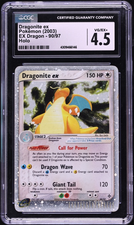 2003 Pokemon EX Dragon Holo Dragonite EX #90 CGC 4.5 VGEX+