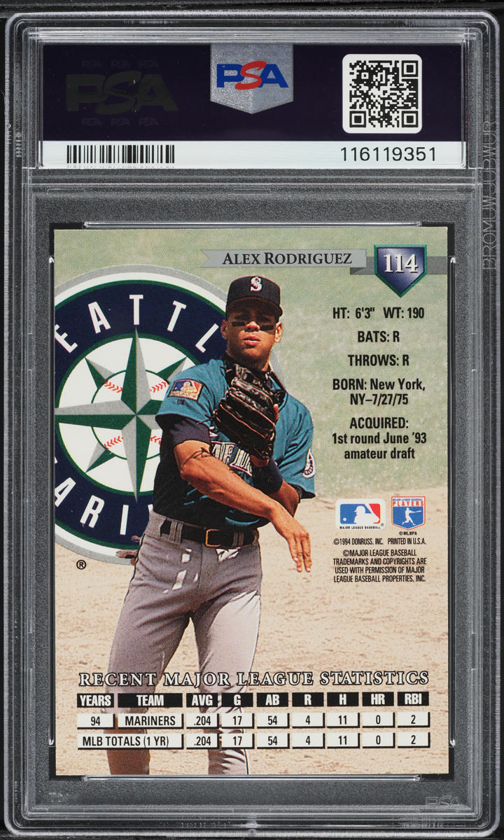 1995 Donruss Alex Rodriguez ROOKIE #114 PSA 8 NM-MT