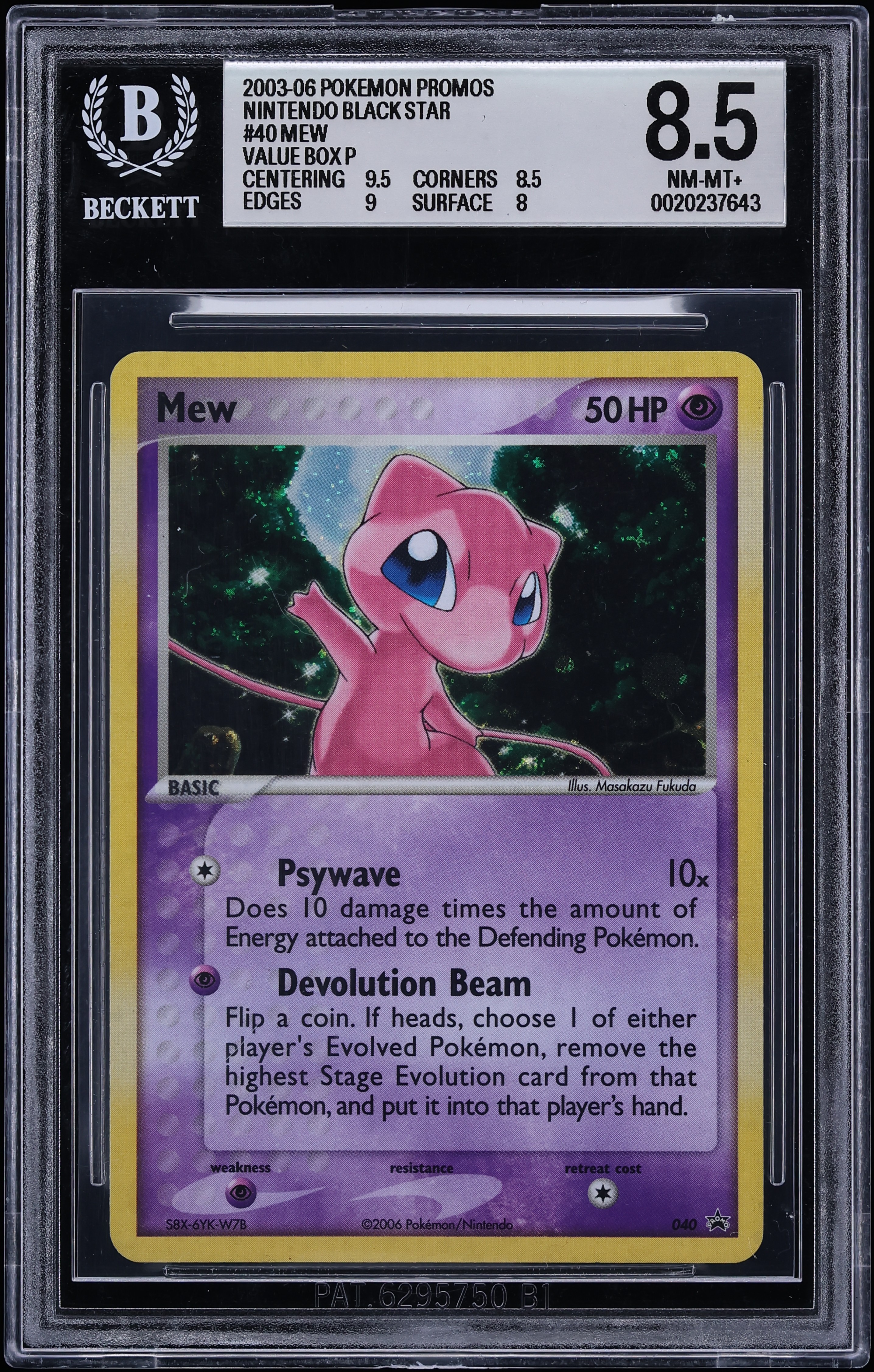 2003 Pokemon Nintendo Black Star Promos Mew #040 BGS 8.5 NM-MT+