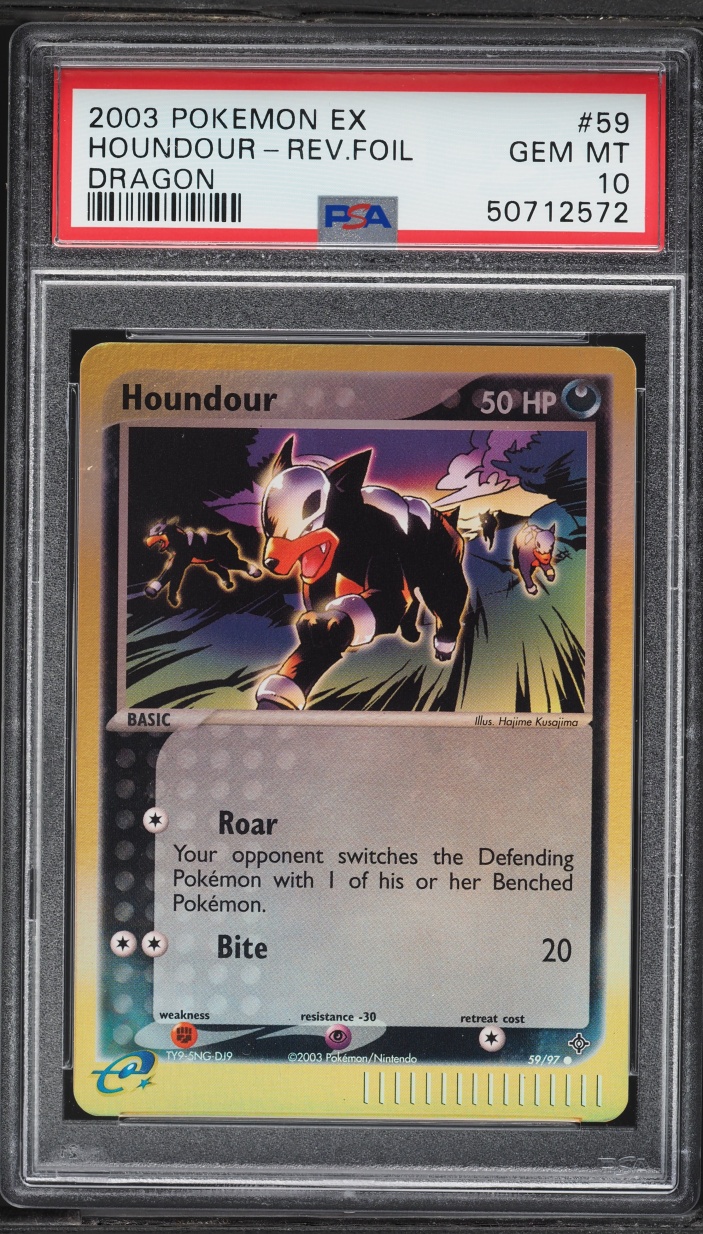 2003 Pokemon EX Dragon Reverse Holo Houndour #59 PSA 10 GEM MINT