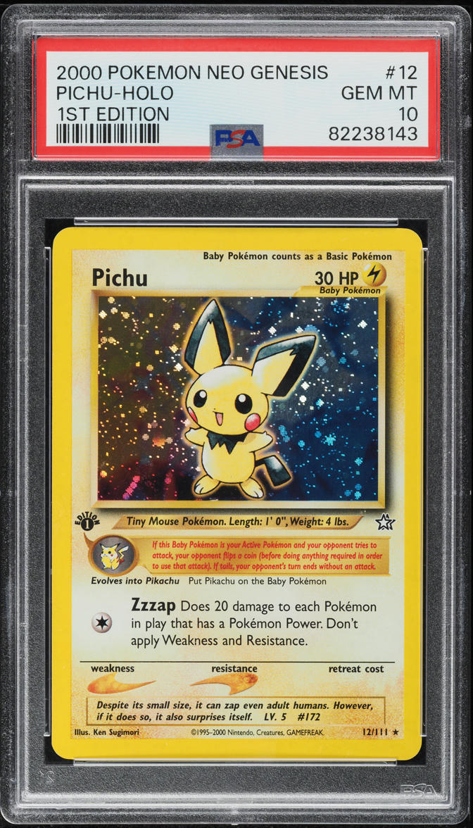 2000 Pokemon Neo Genesis 1st Edition Holo Pichu #12 PSA 10 GEM MINT