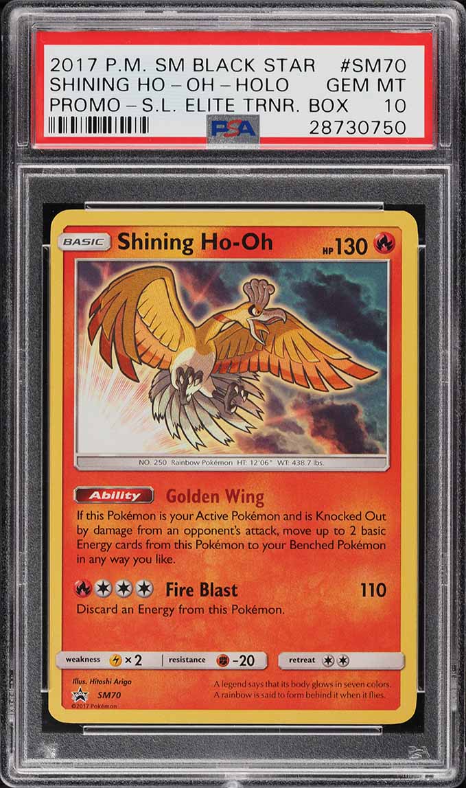2017 Pokemon SM Black Star Promo Shining Legends ETB Shining Ho-Oh #SM70 PSA 10