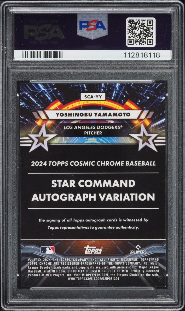 2024 Topps Chrome Cosmic Star Command Orange Galactic Yoshinobu Yamamoto ROOKIE AUTO /25 PSA 9
