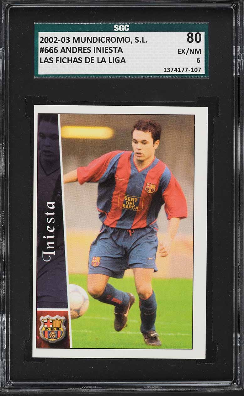 2002 Mundi Cromo Liga Andres Iniesta Lujan ROOKIE #666 SGC 6 EXMT