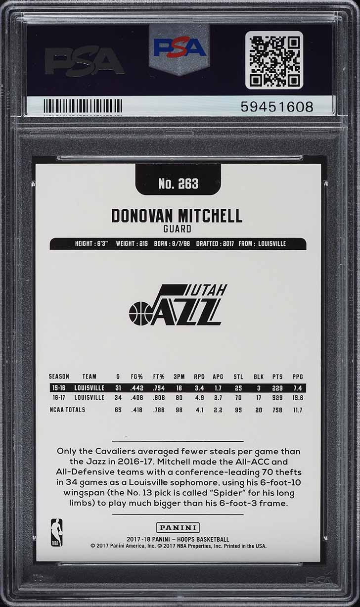 2017 Hoops Donovan Mitchell ROOKIE #263 PSA 10 GEM MINT