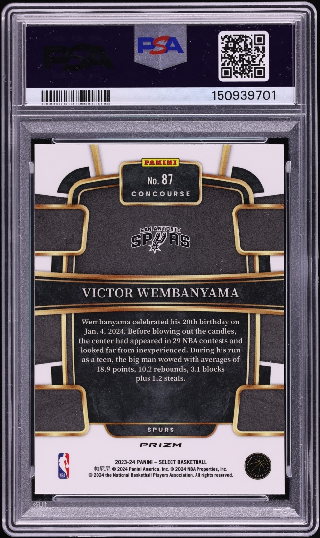 2023 Select Concourse Tectonic Victor Wembanyama ROOKIE #87 PSA 10 GEM MINT