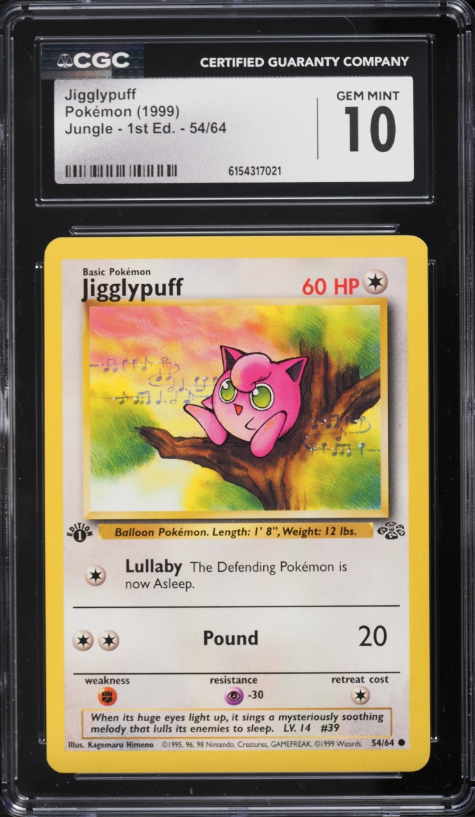 1999 Pokemon Jungle 1st Edition Jigglypuff #54 CGC 10 GEM MINT