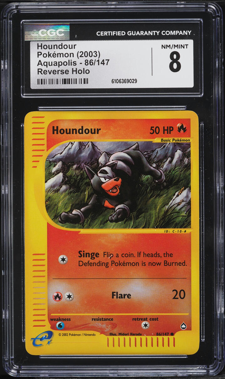 2003 Pokemon Aquapolis Reverse Holo Houndour #86 CGC 8 NM-MT