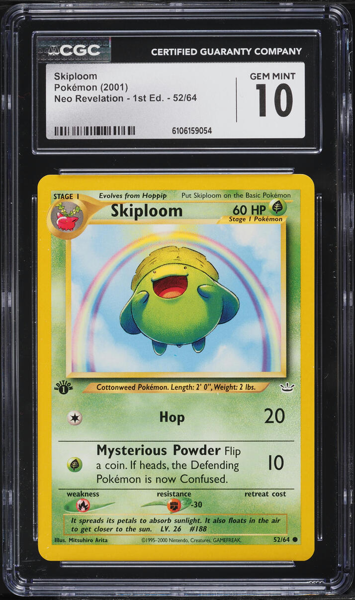 2001 Pokemon Neo Revelation 1st Edition Skiploom #52 CGC 10 GEM MINT