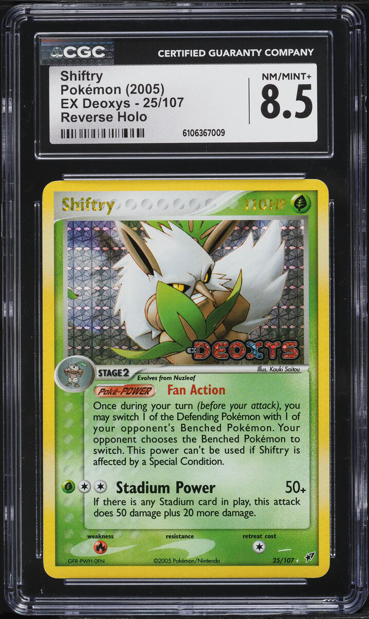 2005 Pokemon EX Deoxys Reverse Holo Shiftry #25 CGC 8.5 NM-MT+