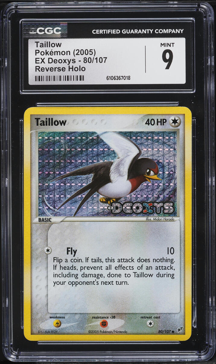 2005 Pokemon EX Deoxys Reverse Holo Taillow #80 CGC 9 MINT