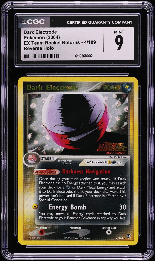 2004 Pokemon EX Team Rocket Returns Reverse Holo Dark Electrode #4 CGC 9 MINT