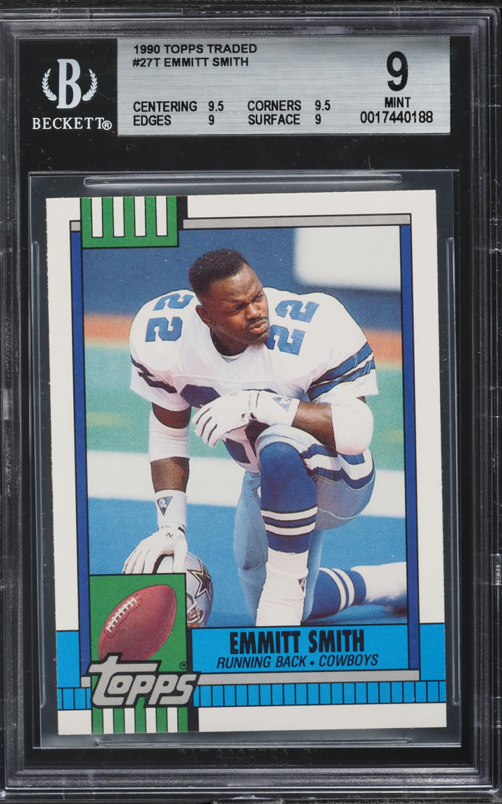 1990 Topps Traded Emmitt Smith ROOKIE #27T BGS 9 MINT