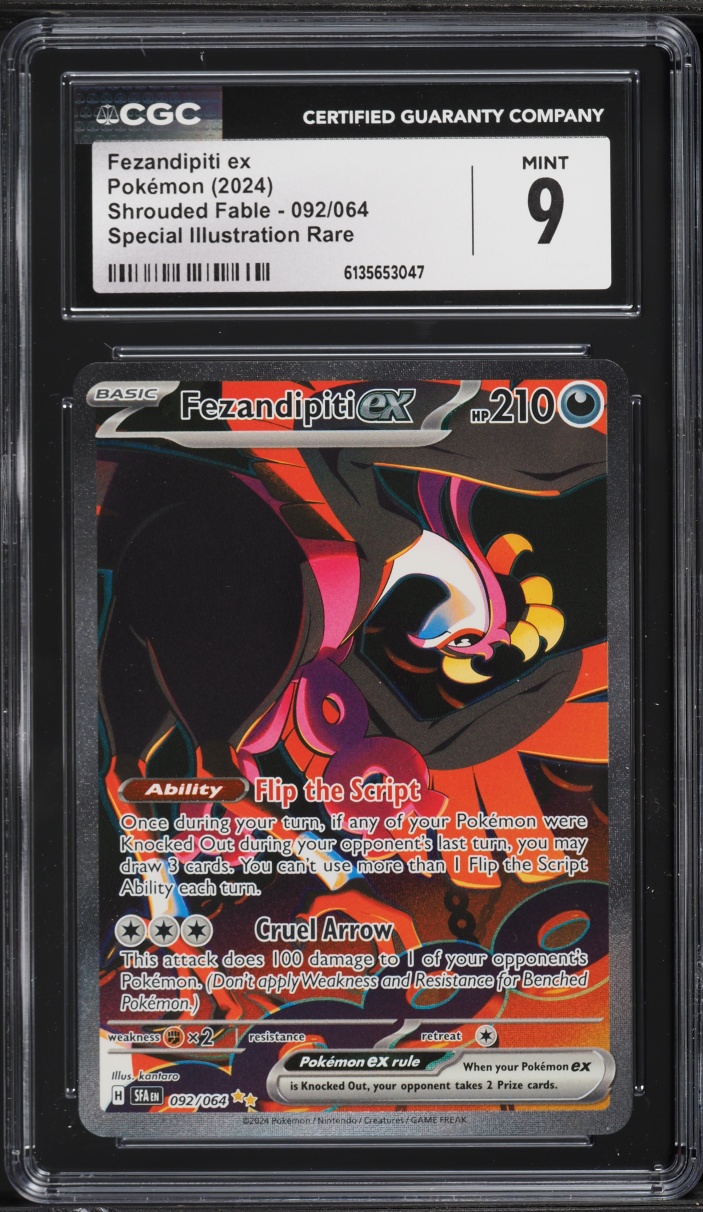 2024 Pokemon Scarlet & Violet Shrouded Fable SIR Fezandipiti Ex #92 CGC 9 MINT