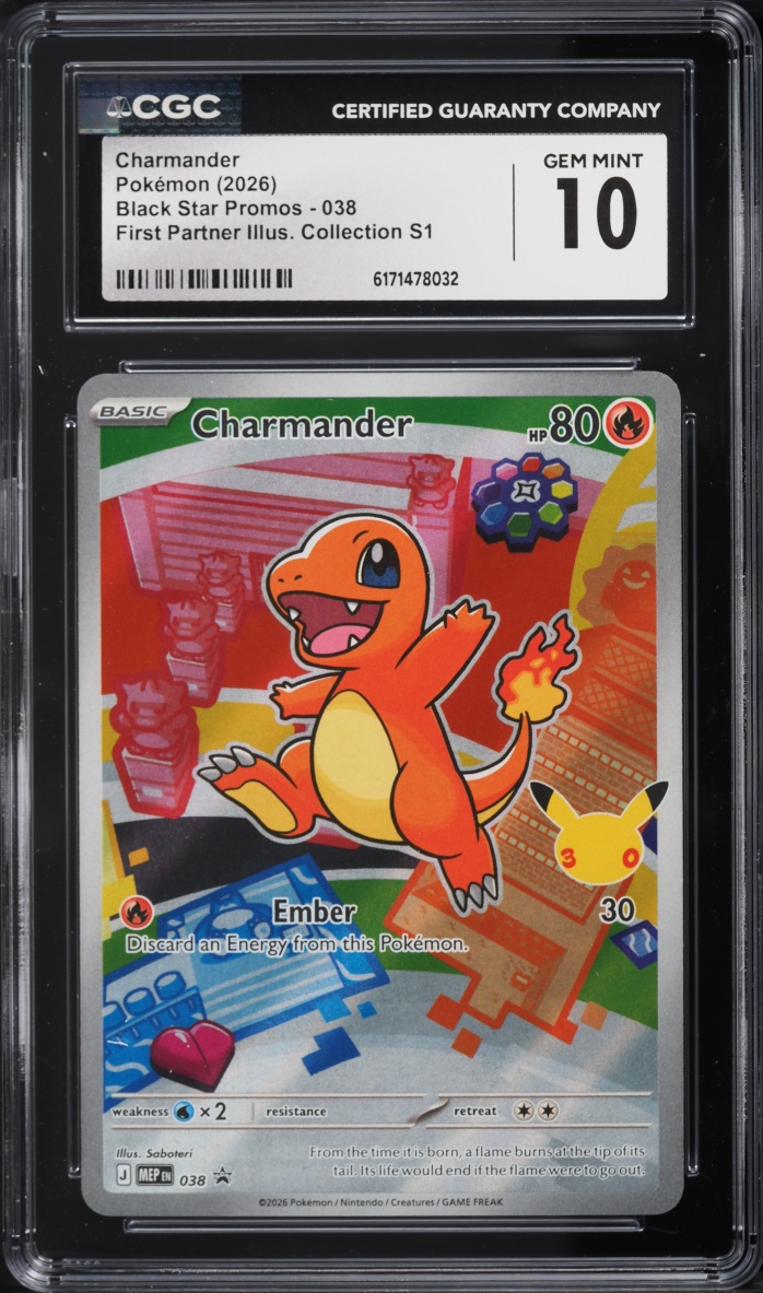 2026 Pokemon Mega Evolution Promo First Partner Illustration S1 Full Art Charmander #38 CGC 10