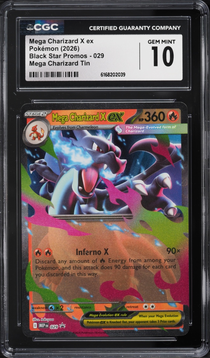 2026 Pokemon Mega Evolution Black Star Promo Tin Mega Charizard X Ex #29 CGC 10 Gem Mint
