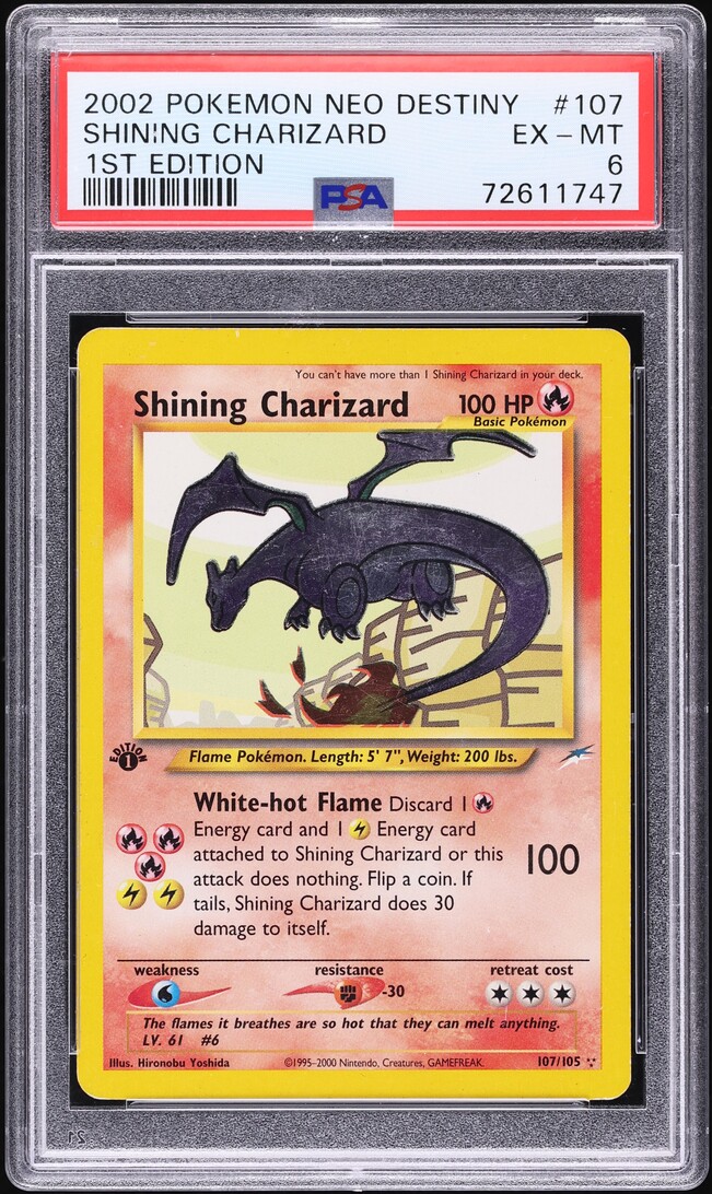 2002 Pokemon Neo Destiny 1st Edition Shining Charizard #107 PSA 6 EXMT