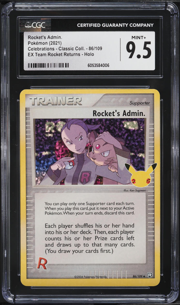 2021 Pokemon SWSH Celebrations Classic Collection Holo Rocket's Admin. CGC 9.5