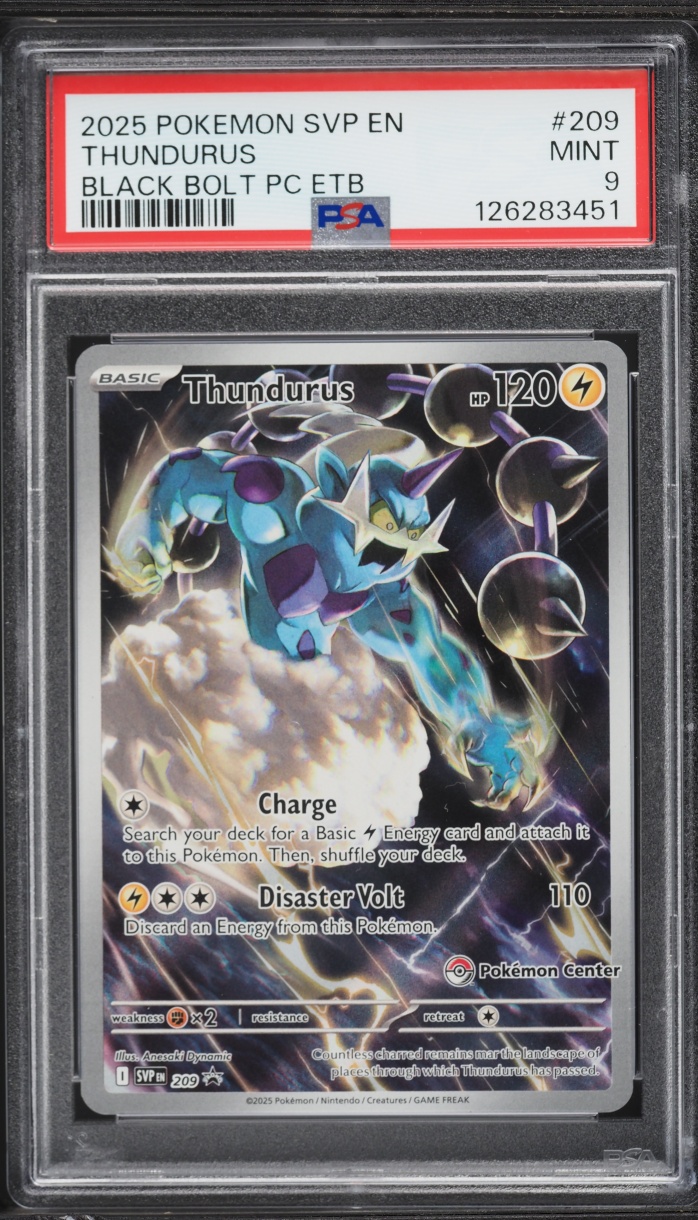 2025 Pokemon Scarlet & Violet Promo Black Bolt Center ETB Alt Art Thundurus #209 PSA 9 MINT