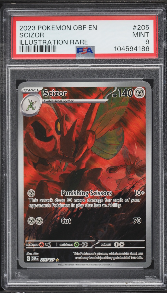 2023 Pokemon Scarlet & Violet Obsidian Flames IR Scizor #205 PSA 9 MINT
