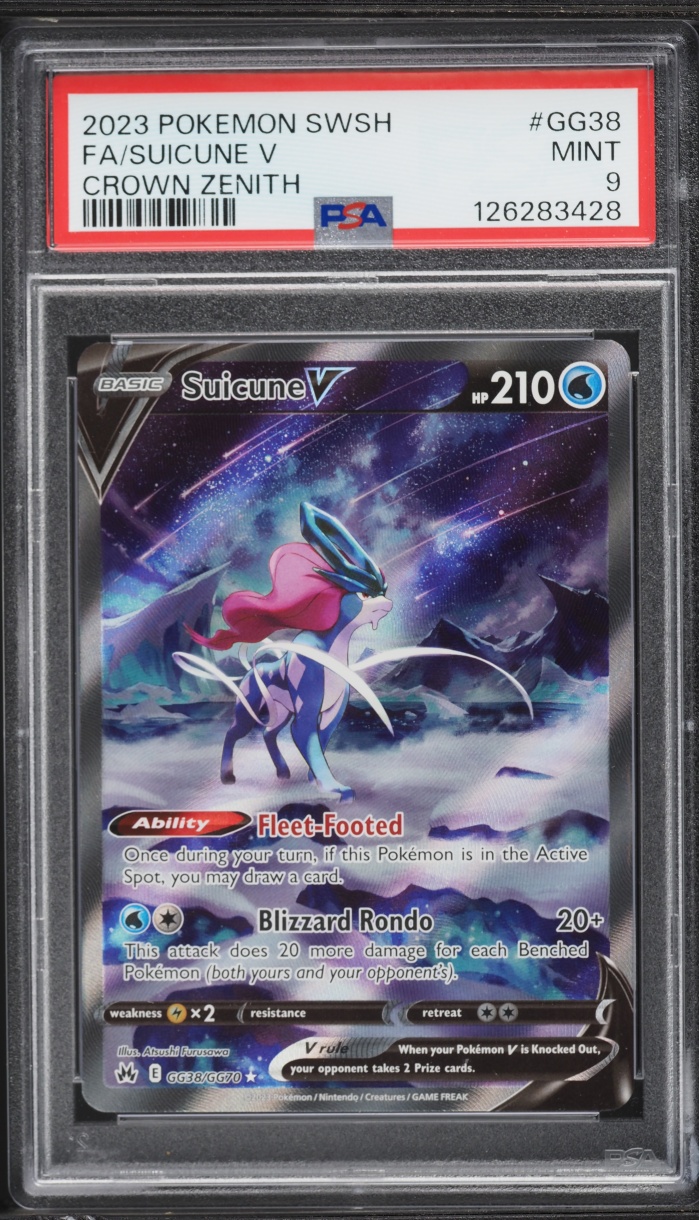 2023 Pokemon Sword & Shield Crown Zenith Full Art Suicune V #GG38 PSA 9 MINT