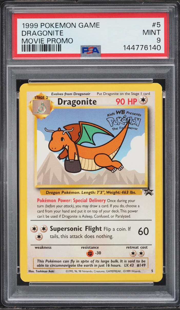 1999 Pokemon Movie Black Star Promo Dragonite #5 PSA 9 MINT